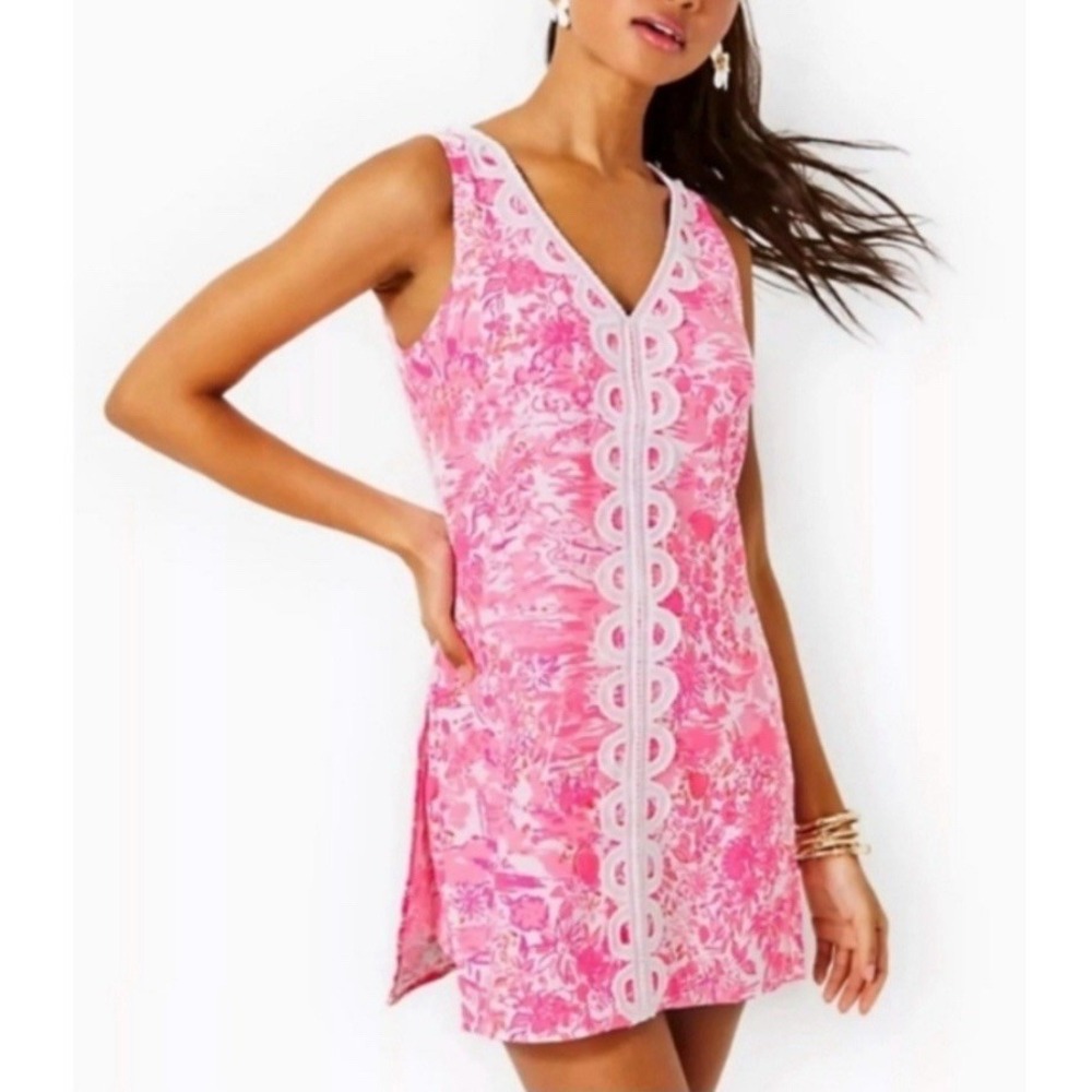 Lilly Pulitzer Ronnie V-Neck Shorts‎ Zip Up Romper Peony Pink Women's Size 14